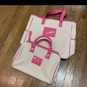 Victoria's Secret Pink and Cream Tote Duo